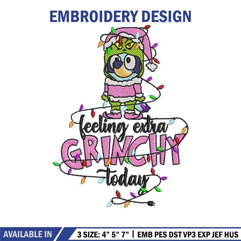 Bluey x grinch embroidery design, Bluey embroidery, Chrismas design, Embroidery file, Embroidery shirt, Digital download.jpg