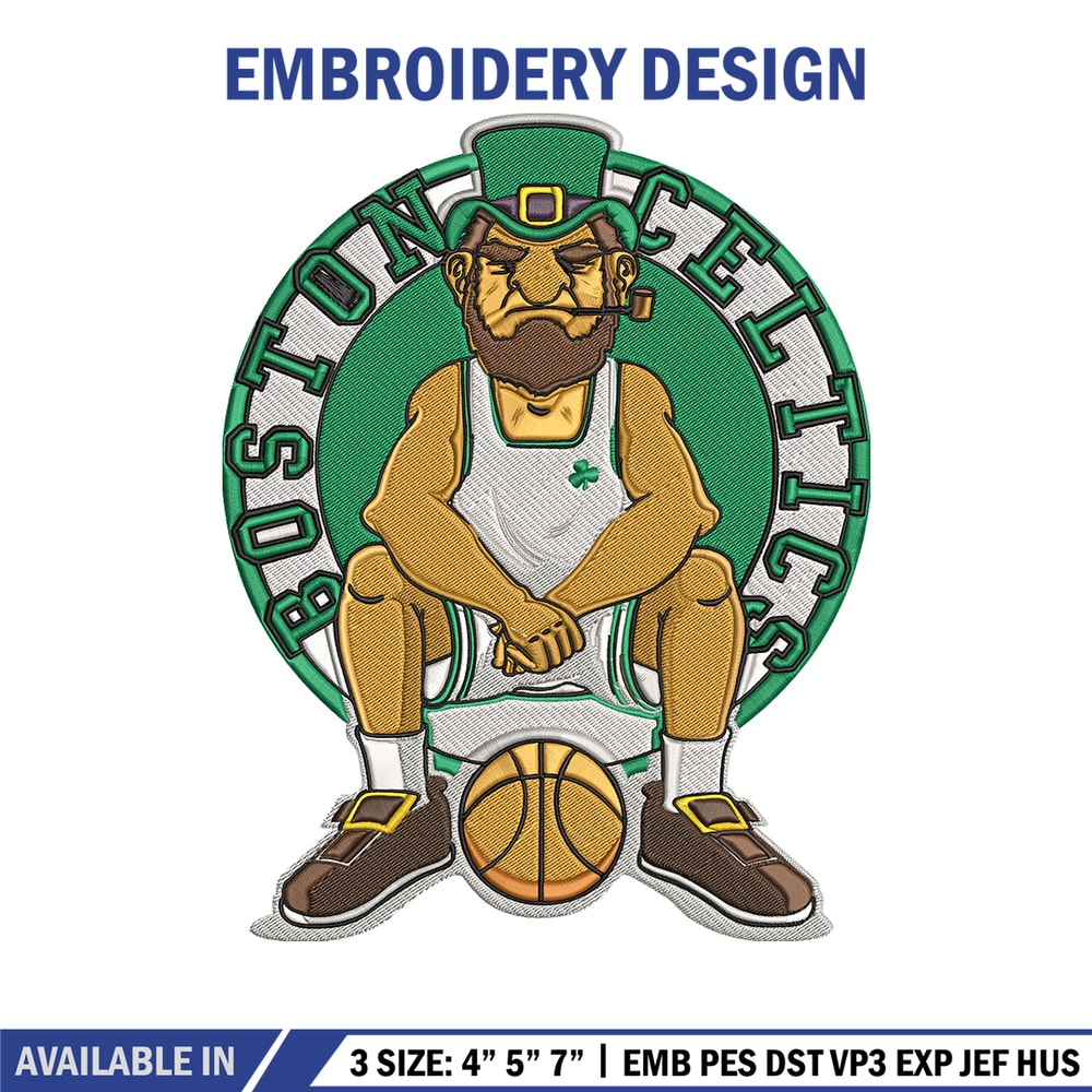 Boston Celtics mascot embroidery design, NBA embroidery, Sport embroidery, Logo sport embroidery, Embroidery design.jpg