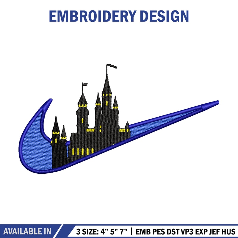 Castle Nike embroidery design, Castle embroidery, nike design, embroidery file, logo shirt, Digital download.jpg