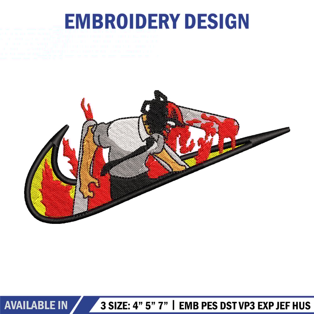 Chainsaw man Nike embroidery design, Chainsaw man embroidery, Nike design, anime design, anime shirt, Digital download.jpg