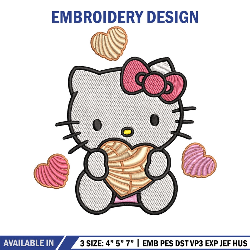 Concha Hello Kitty Embroidery Design, Hello Kitty cartoon Embroidery, Embroidery File, Cartoon shirt, Digital download..jpg