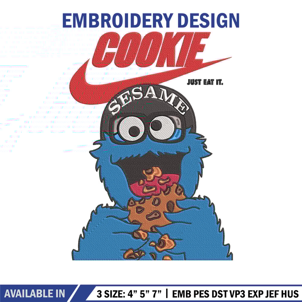 Cookie Monster x nike Embroidery Design, Cookie Monster Embroidery, Embroidery File, Nike Embroidery, Digital download.jpg