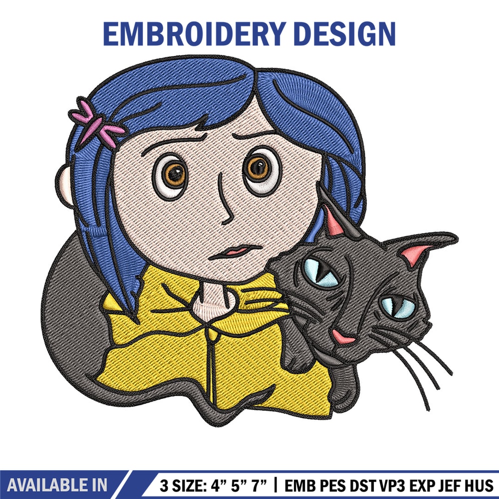 Coraline And Black Cat Embroidery Design, Coraline Embroidery, Embroidery File, Cartoon shirt, Digital download..jpg