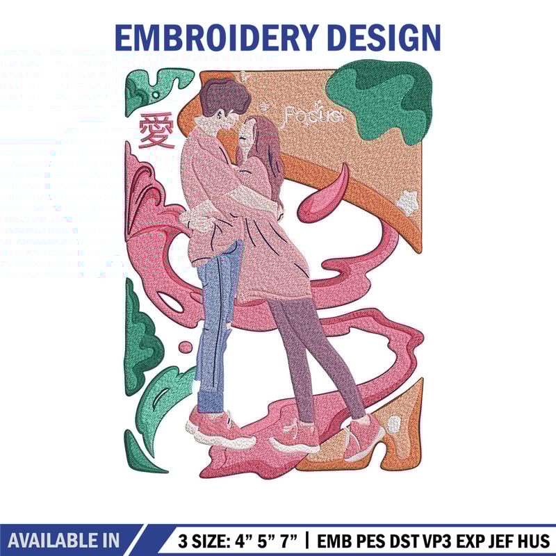 Couple poster Embroidery Design, Couple Embroidery, Embroidery File, Anime Embroidery, Anime shirt, Digital download.jpg