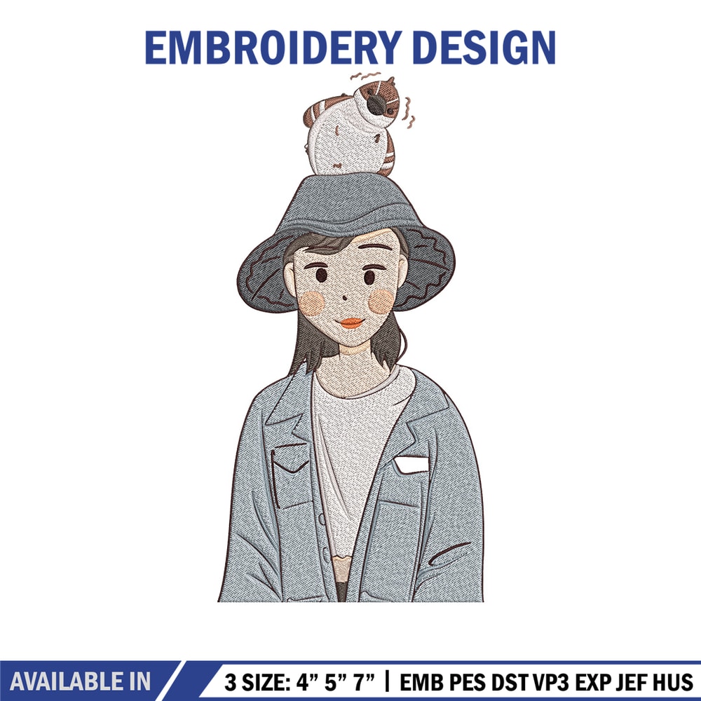 Cute girl Embroidery Design, Cartoon Embroidery, Embroidery File, Anime Embroidery, Anime shirt, Digital download.jpg