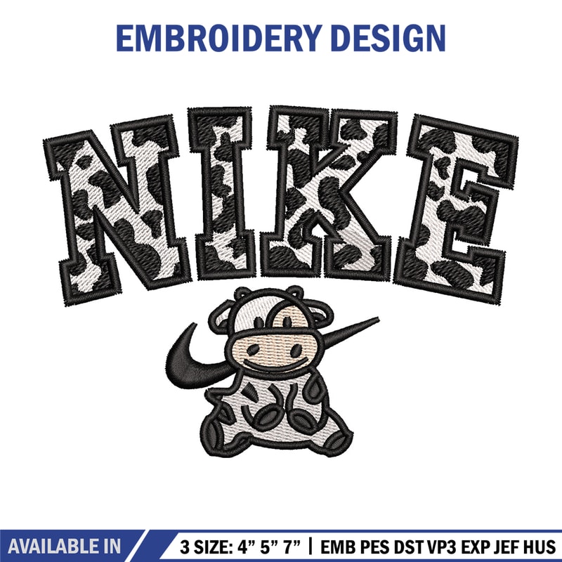 Dairy cow x nike embroidery design, Cow embroidery, Nike design, Embroidery shirt, Embroidery file, Digital download.jpg