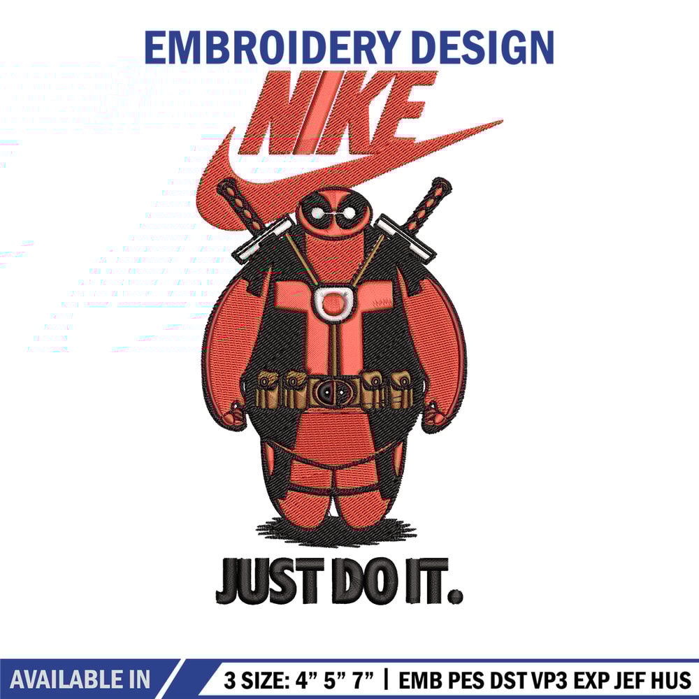 Deadpool funny Nike Embroidery design, Deadpool funny Embroidery, Nike design, Embroidery file, Instant download.jpg