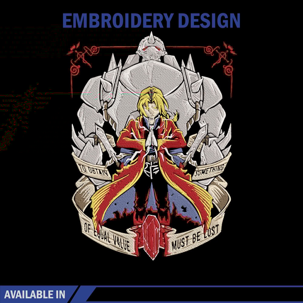 Edward Elric Embroidery Design, Fullmetal Embroidery,Embroidery File,Anime Embroidery, Anime shirt, Digital download.jpg