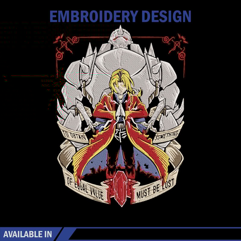 Edward Elric Embroidery Design, Fullmetal Embroidery,Embroidery File,Anime Embroidery, Anime shirt, Digital download.jpg
