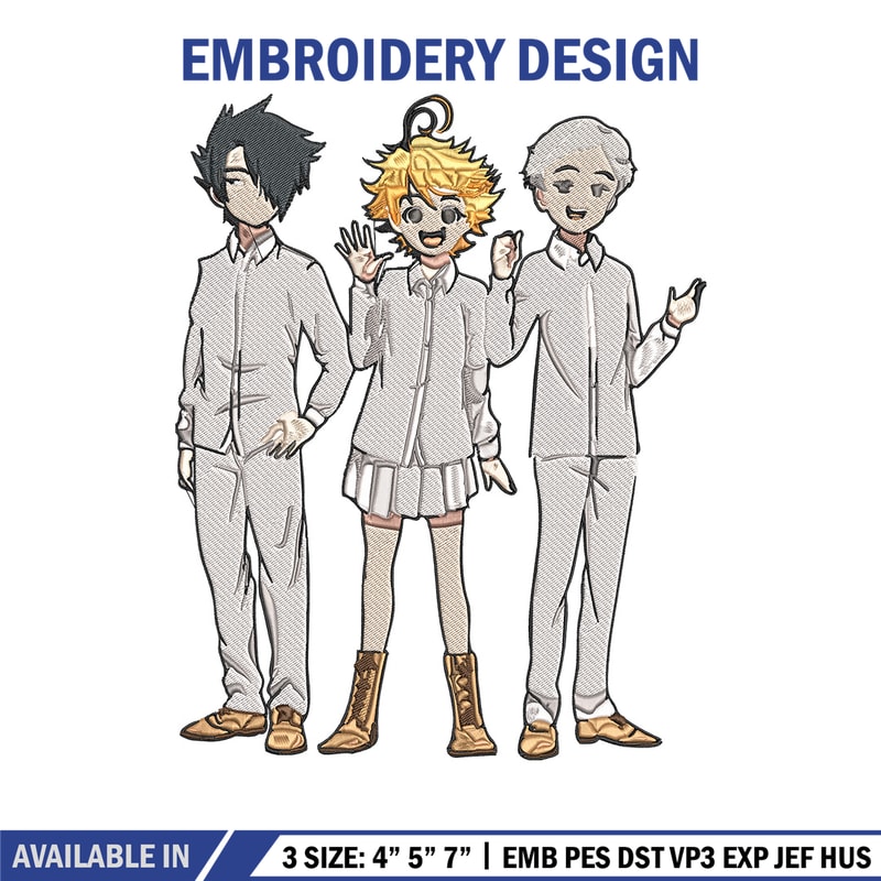 Emma friends Embroidery Design, Promised Neverland Embroidery, Embroidery File, Anime Embroidery, Digital download.jpg