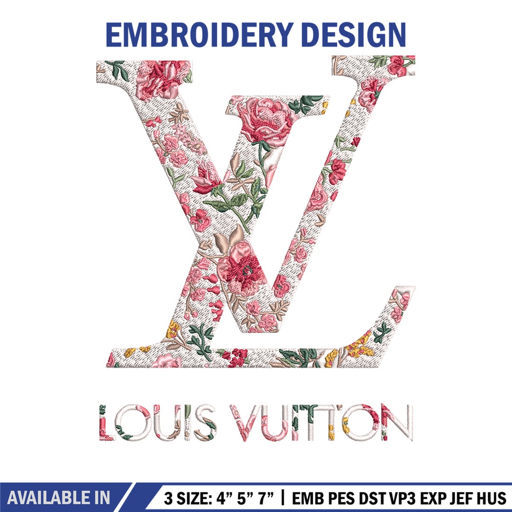 Flower louis vuitton Embroidery Design, Lv Embroidery, Embroidery File, Brand Embroidery, Logo shirt, Digital download.jpg
