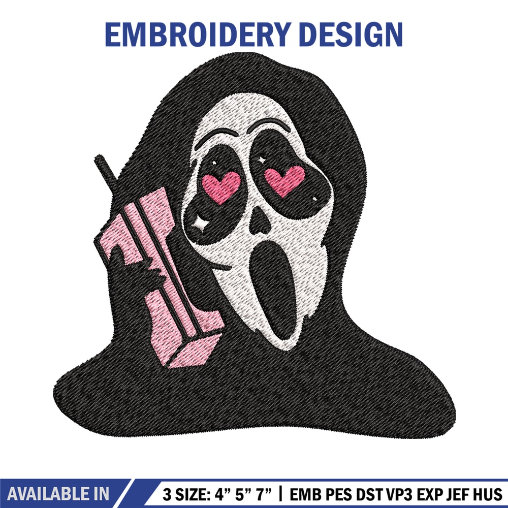 Ghost Face Call Me Embroidery design, Ghost Face Embroidery, Embroidery File, Horror design, Digital download..jpg