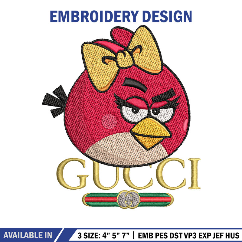 Girl Bird gucci Embroidery design, Angry Birds Embroidery, cartoon design, Embroidery File, logo shirt, Instant download.jpg