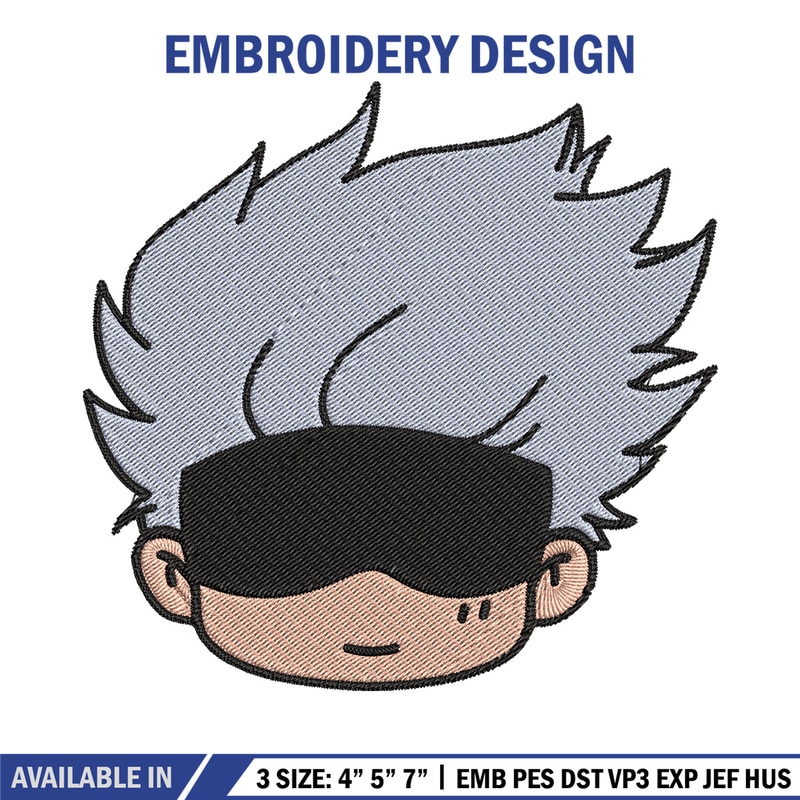 Gojo chibi Embroidery Design, Jujutsu Embroidery, Embroidery File, Anime Embroidery, Anime shirt, Digital download.jpg