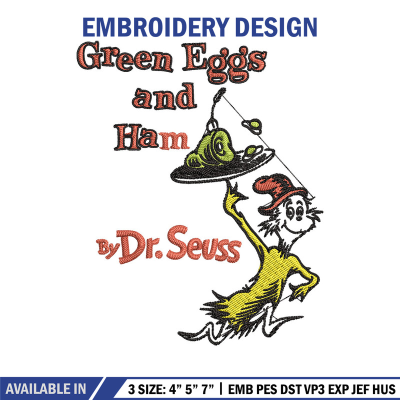 Green eggs and ham buy Dr. Seuss Embroidery Design, Dr Seuss Embroidery, Embroidery File, Digital download..jpg