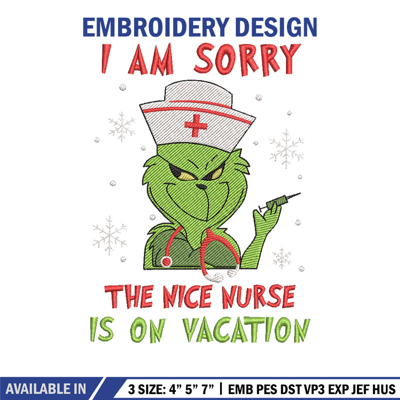 Grinch nurse embroidery design,Grinch embroidery,Chrismas design, Embroidery shirt, Embroidery file, Digital download.jpg