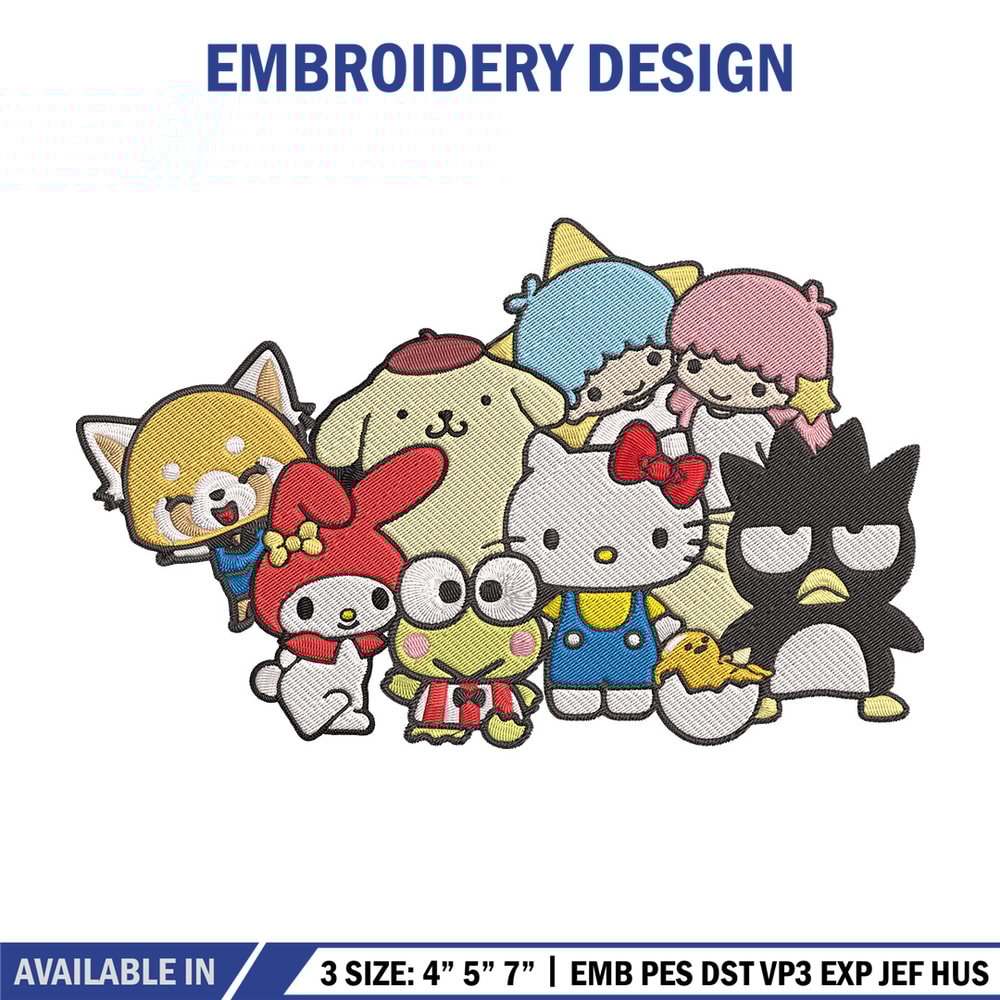 Hello Kitty friends Embroidery Design, Hello kitty Embroidery, Embroidery File, Anime Embroidery, Digital download.jpg