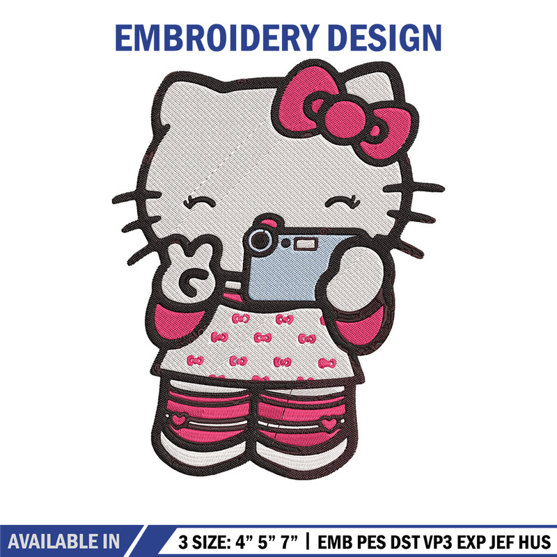 Hello kitty selfie Embroidery Design, Hello kitty Embroidery, Embroidery File, Anime Embroidery, Digital download.jpg