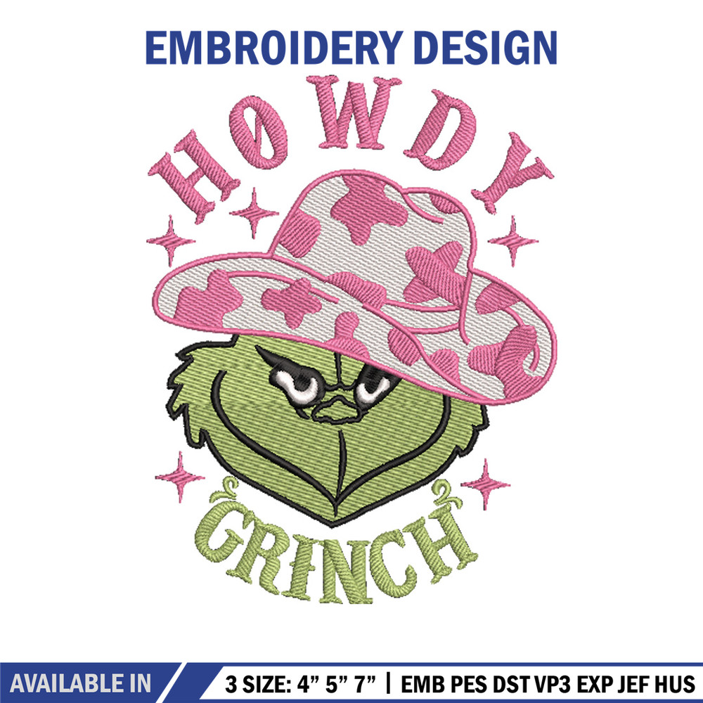 Howdy grinch embroidery design, Grinch embroidery,Chrismas design, Embroidery shirt, Embroidery file, Digital download.jpg