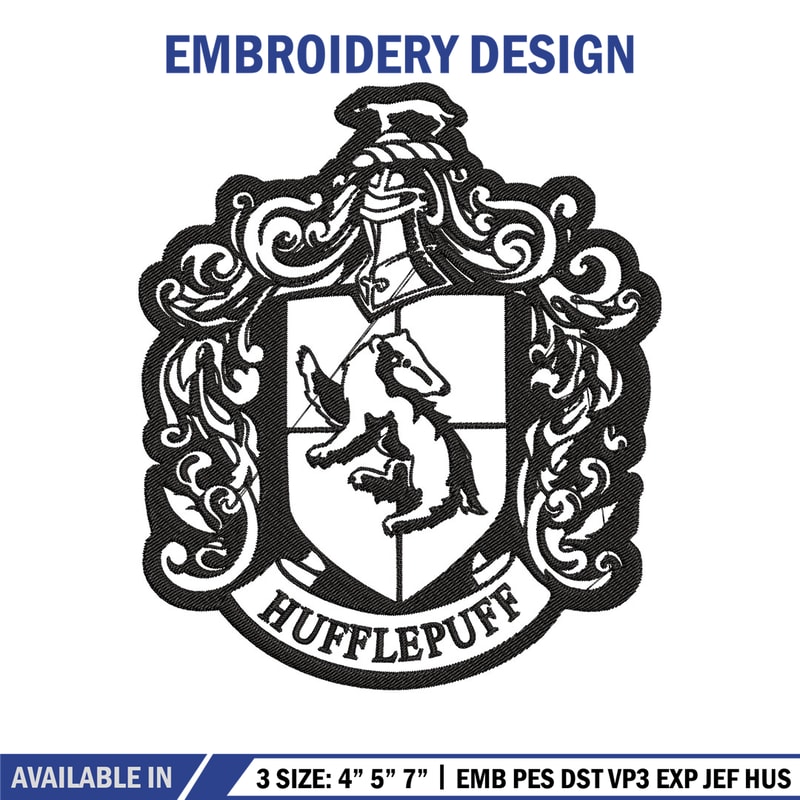 Hufflepuff Crest Embroidery Design, logo Embroidery, Embroidery File, logo shirt, Embroidery design, Digital download..jpg