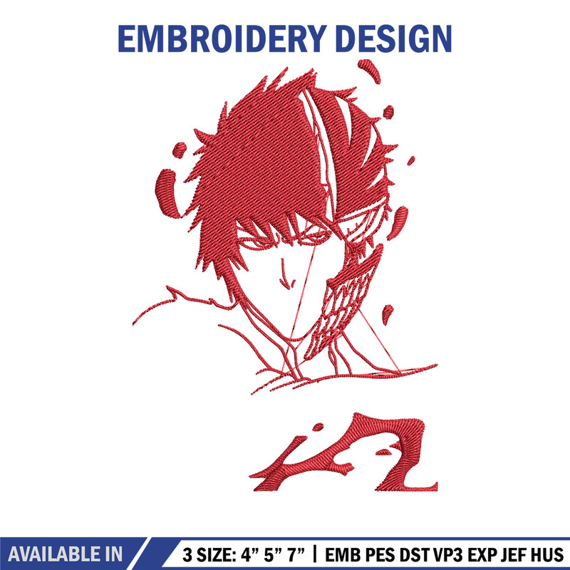 Ichigo poster Embroidery Design, Bleach Embroidery, Embroidery File, Anime Embroidery, Anime shirt, Digital download.jpg