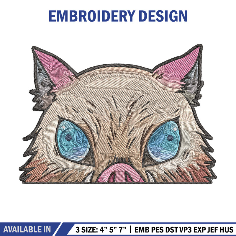 Inosuke Peeker Embroidery Design, Demon slayer Embroidery, Embroidery File, Anime Embroidery, Digital download..jpg