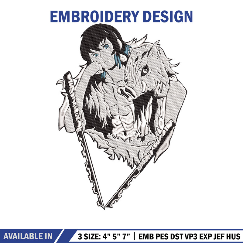 Inosuke poster Embroidery Design,Demon slayer Embroidery, Embroidery File,Anime Embroidery,Anime shirt,Digital download.jpg
