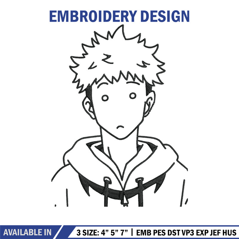 Itadori Yuji Embroidery Design,Jujutsu Embroidery, Embroidery File, Anime Embroidery, Anime shirt, Digital download.jpg