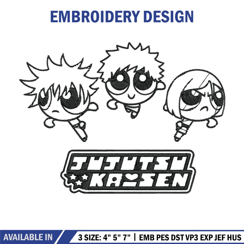 Jujutsu chibi Embroidery Design, Jujutsu Embroidery, Embroidery File, Nike Embroidery, Anime shirt, Digital download.jpg