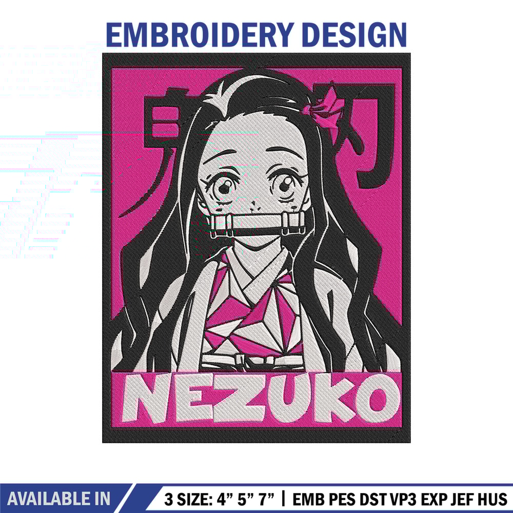 Kamado nezuko poster Embroidery Design, Demon slayer Embroidery, Embroidery File, Anime Embroidery, Digital download..jpg