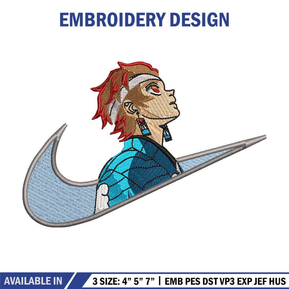 Kamado Tanjiro Nike embroidery design, Kimetsu no Yaiba embroidery, Nike design, anime design, Digital download.jpg
