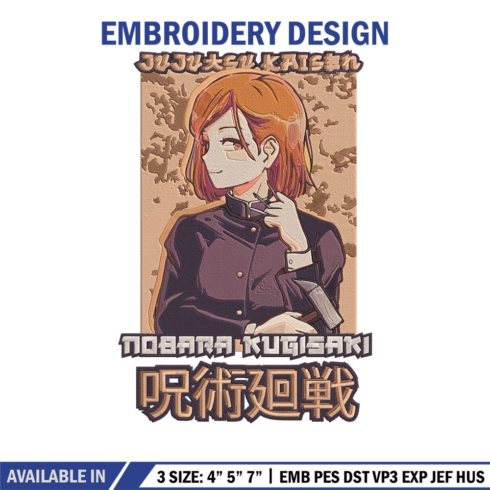 Kugisaki Nobara Embroidery Design,Jujutsu Embroidery, Embroidery File, Anime Embroidery, Anime shirt, Digital download.jpg