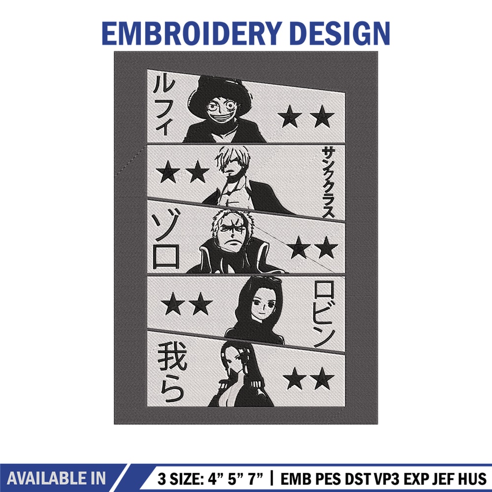 Luffy friends Embroidery Design, One piece Embroidery, Embroidery File, Anime Embroidery, Anime shirt, Digital download.jpg