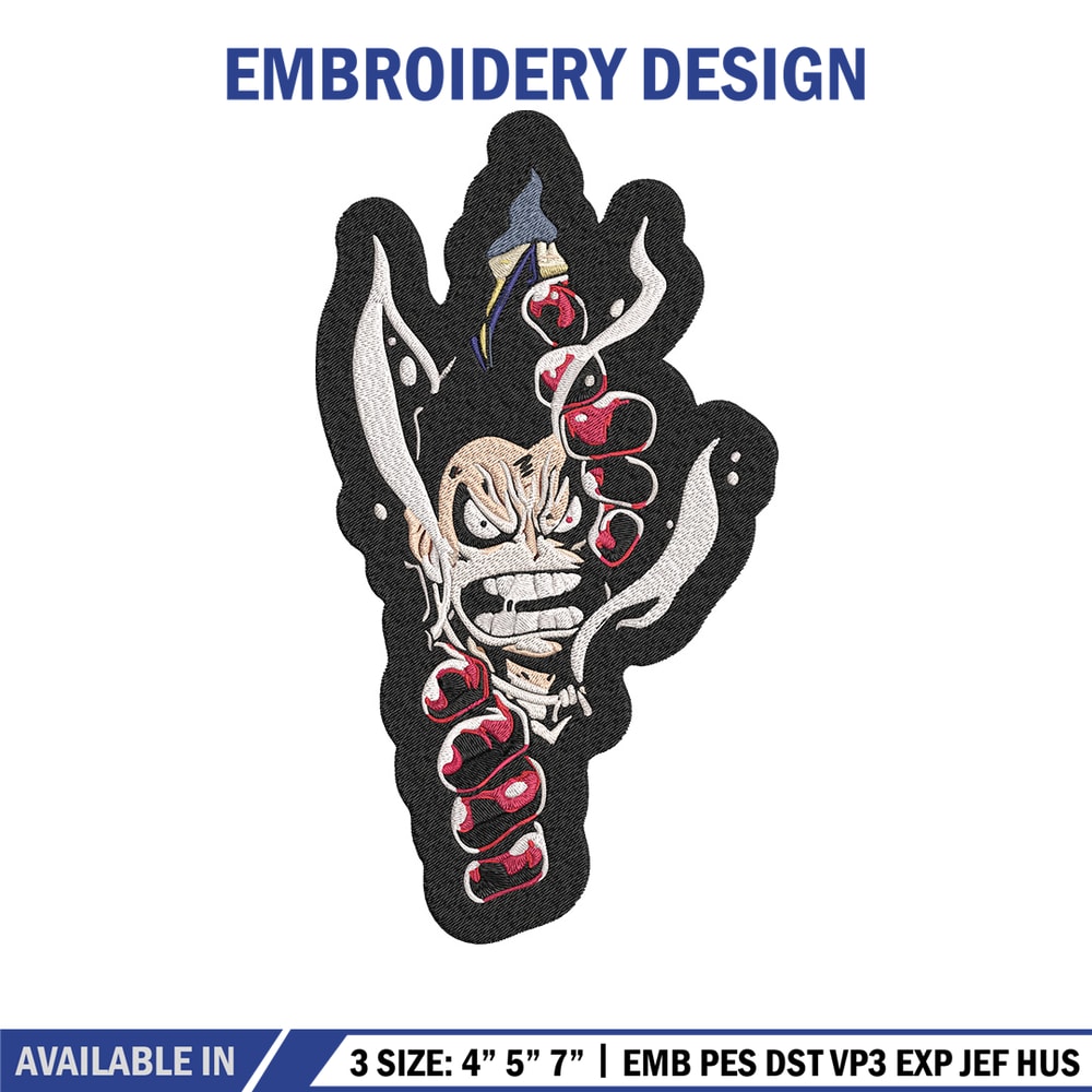 Luffy gear 4 Embroidery Design, One piece Embroidery, Embroidery File, Anime Embroidery, Anime shirt, Digital download.jpg