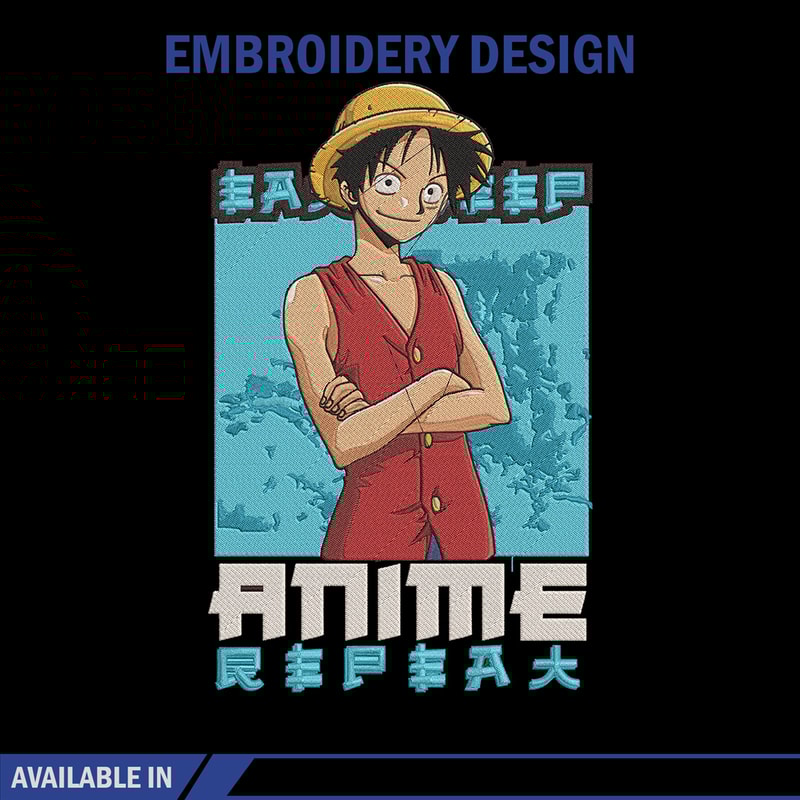 Luffy poster Embroidery Design, One piece Embroidery, Embroidery File, Anime Embroidery, Anime shirt,Digital download.jpg