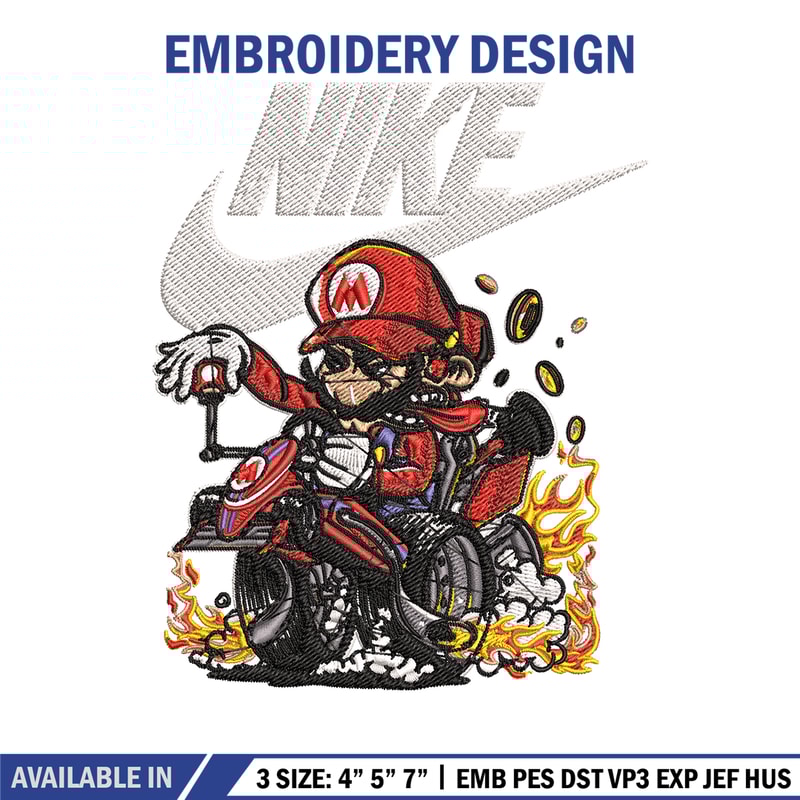 Mario car Nike Embroidery design, Mario car game Embroidery, Nike design, Embroidery file, logo shirt, Instant download..jpg