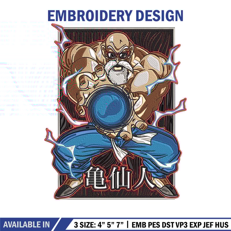 Master Roshi Embroidery Design, Dragonball Embroidery, Embroidery File, Anime Embroidery, Anime shirt, Digital download..jpg