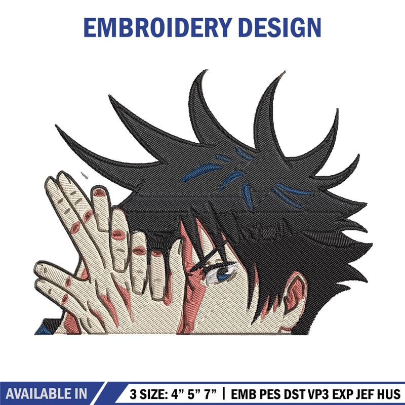 Megumi Peeker Embroidery Design, Jujutsu Embroidery, Embroidery File, Anime Embroidery, Anime shirt, Digital download.jpg