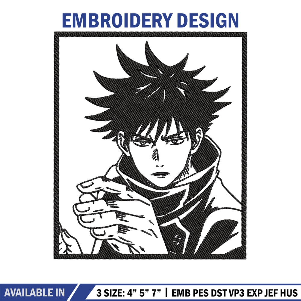 Megumi rectangle Embroidery Design, Jujutsu Embroidery, Embroidery File, Anime Embroidery, Anime shirt,Digital download.jpg