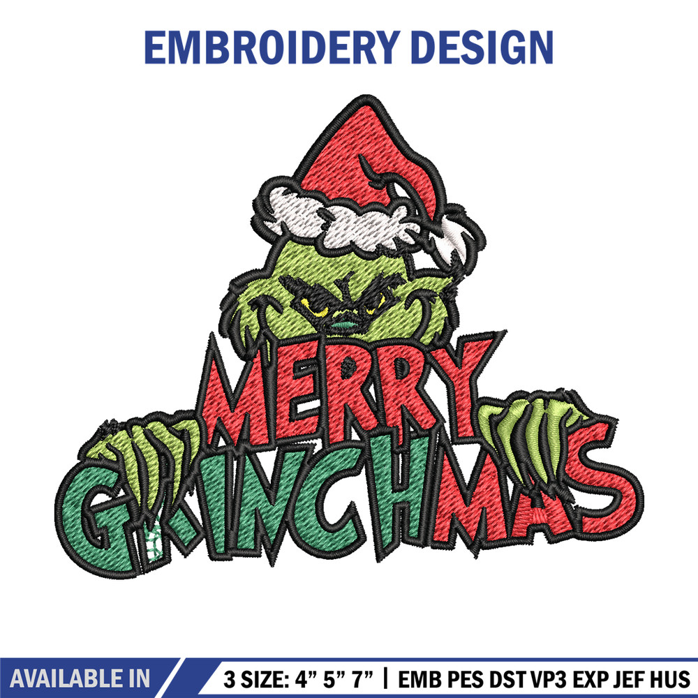 Merry christmas Grinch Embroidery design, Grinch christmas Embroidery, Grinch design, Embroidery File, Instant download..jpg
