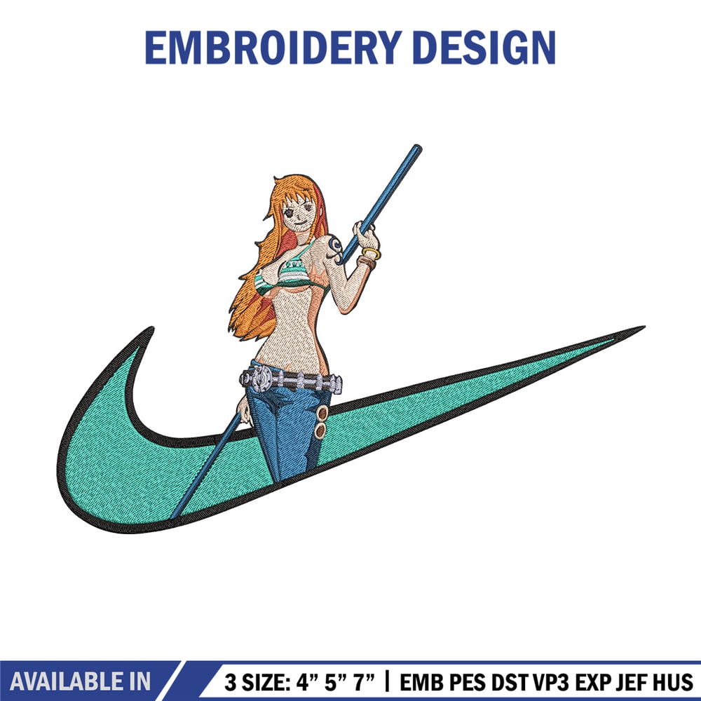 Nami x nike Embroidery Design, One piece Embroidery, Embroidery File, Nike Embroidery, Anime shirt, Digital download.jpg