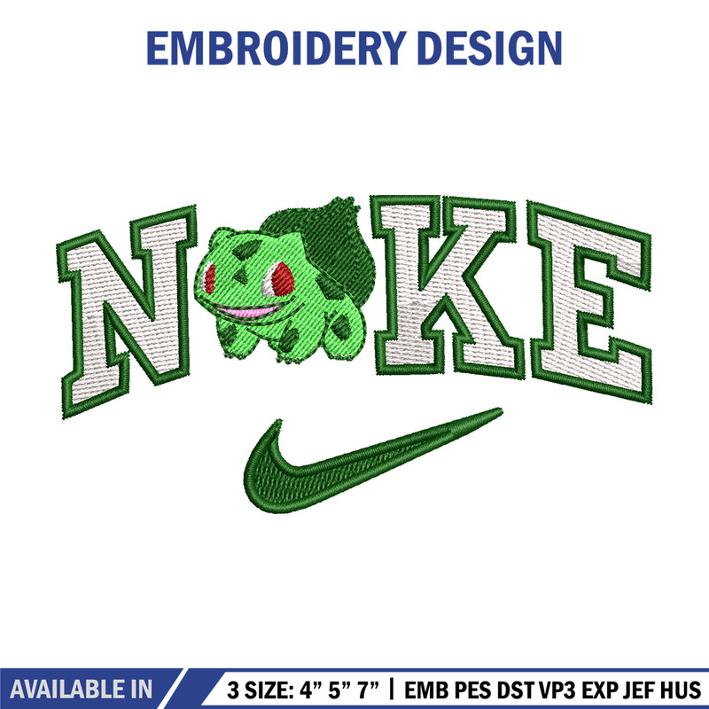 Nike bulbasaur embroidery design, Pokemon embroidery, Nike design, Embroidery shirt, Embroidery file,Digital download.jpg