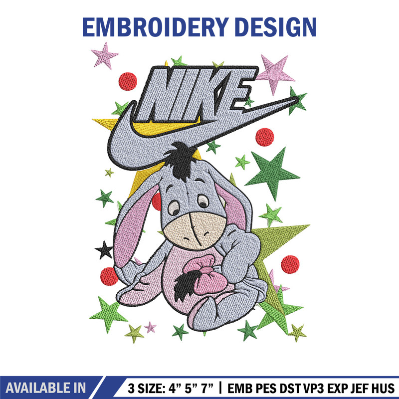 Nike Eeyore Embroidery Design, Pooh Embroidery, Embroidery File, Nike Embroidery, Anime shirt, Digital download..jpg