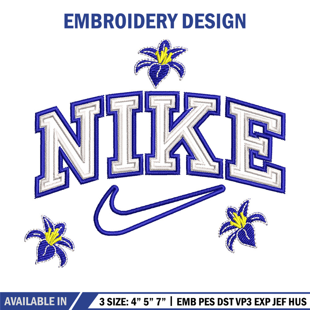 Nike flower embroidery design, Flower embroidery, Nike design, Embroidery shirt, Embroidery file, Digital download.jpg