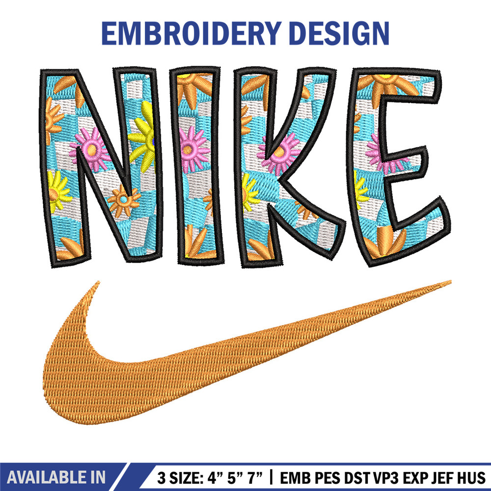 Nike flower embroidery design, Flower embroidery, Nike design, Embroidery shirt, Embroidery file,Digital download.jpg