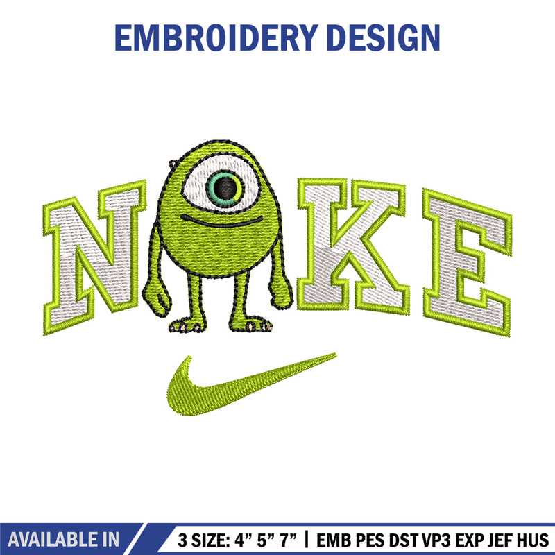Nike x mike embroidery design, Disney monster embroidery, Nike design,Embroidery file,Embroidery shirt,Digital download.jpg