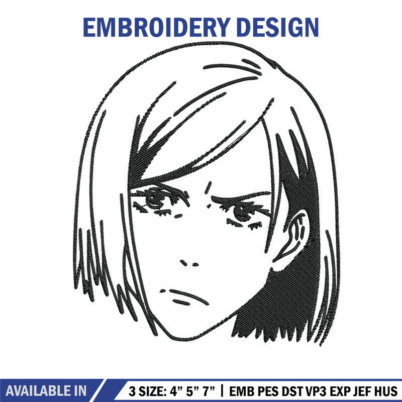 Nobara face Embroidery Design, Jujutsu Embroidery, Embroidery File, Anime Embroidery, Anime shirt, Digital download.jpg
