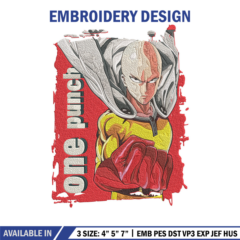 One punch man poster Embroidery Design, One punch man Embroidery, Embroidery File, Anime Embroidery, Anime shirt.jpg
