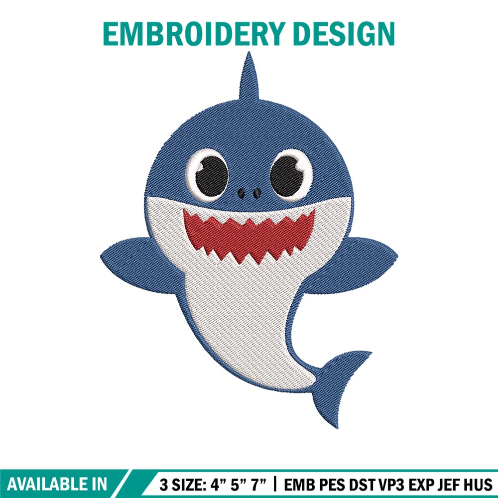 Baby Shark Embroidery Design, Shark Embroidery, Embroidery File, Embroidery design, Digital download..jpg