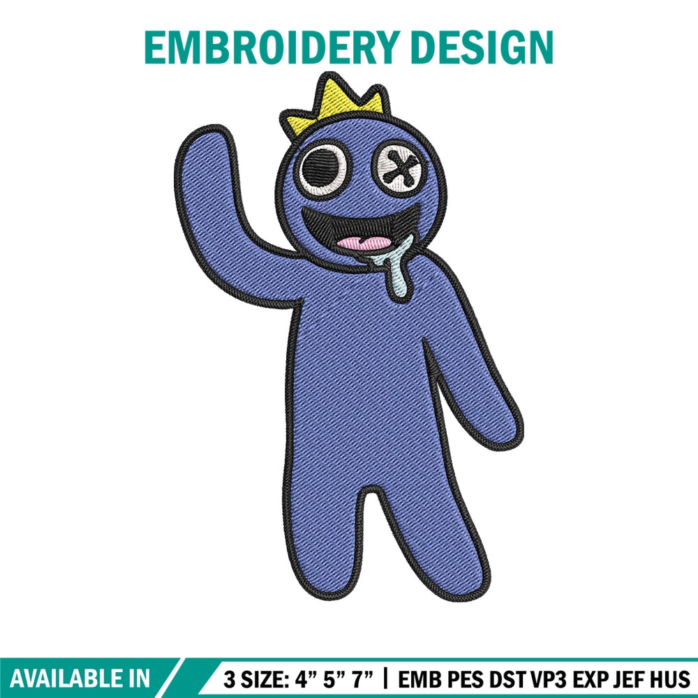 Blue Rainbow Embroidery Design, Rainbow Friends Embroidery, Embroidery File, Anime Embroidery, Digital download..jpg